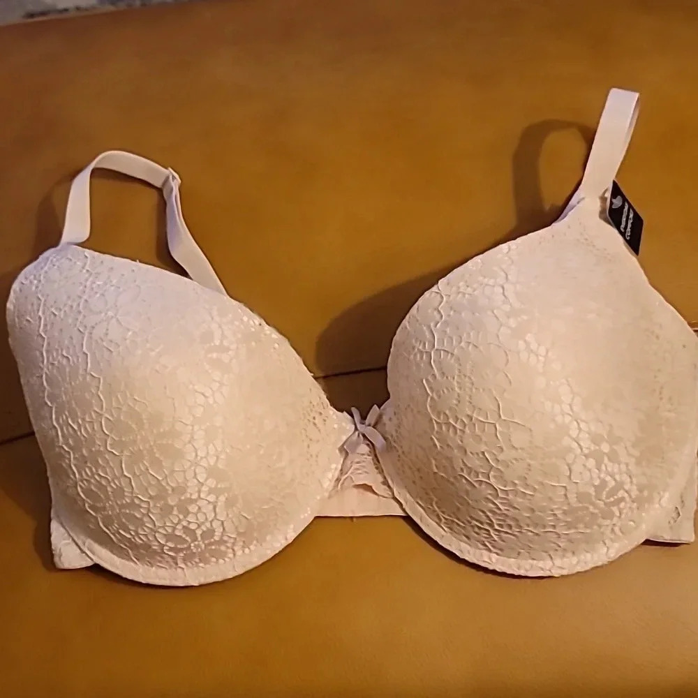 Laura Ashley Underwire Padded Everyday Comfort Bra 38DD Rose Pink Lace - Picture 2 of 4